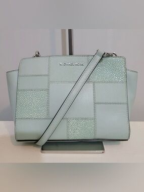 MICHAEL Michael Kors Selma Mint Patchwork Leather Crossbody Bag